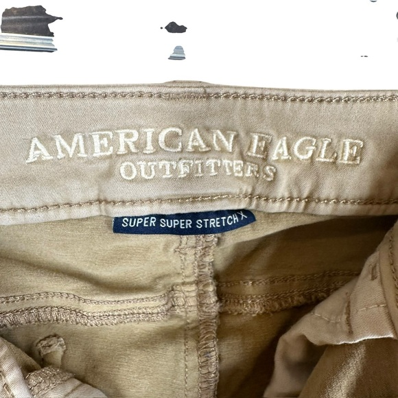 American Eagle Women’s 8 Super Super Stretch Jeggings Khaki Pants Y2K Neutral - Picture 2 of 16